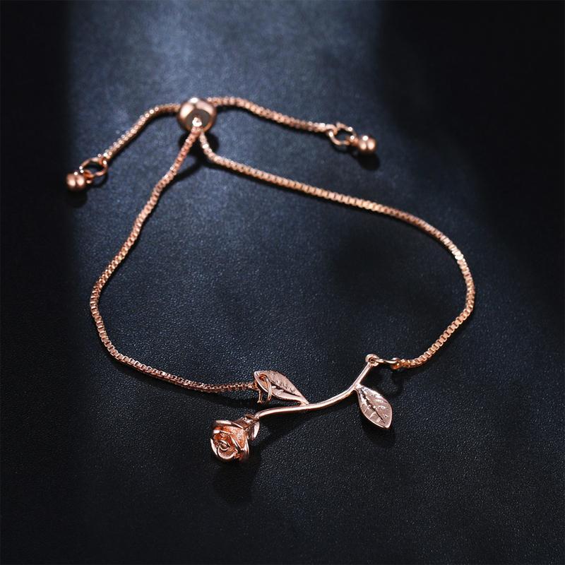 Rose Flower Charm Bracelet