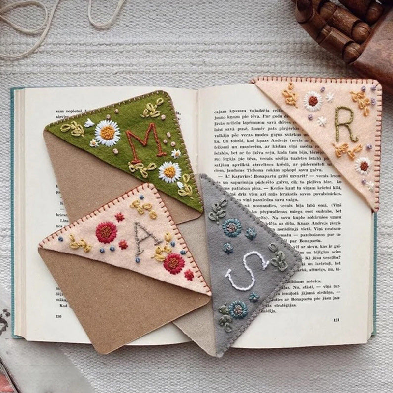 Hand Embroidered Personalized Corner Bookmark