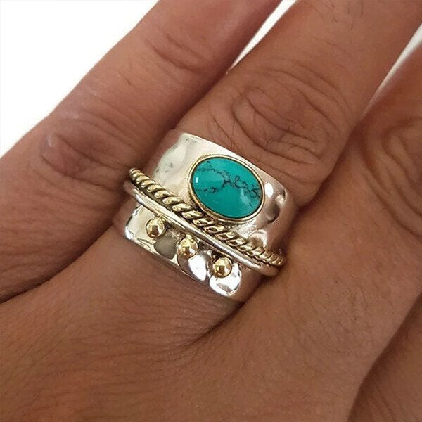 Withinhand Sterling Silver Turquoise Wide Band Ring