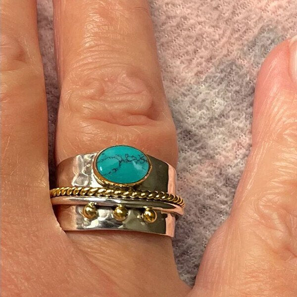 Withinhand Sterling Silver Turquoise Wide Band Ring