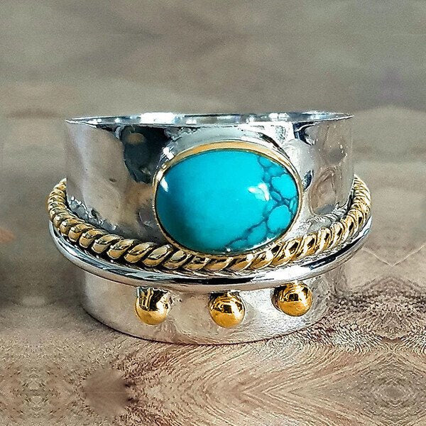 Withinhand Sterling Silver Turquoise Wide Band Ring