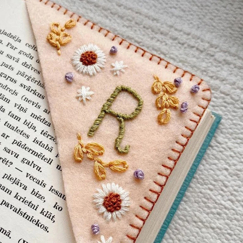 Hand Embroidered Personalized Corner Bookmark