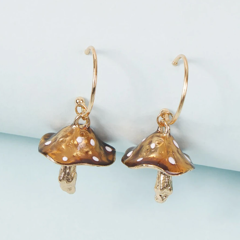 Small Mushroom Drop Earrings