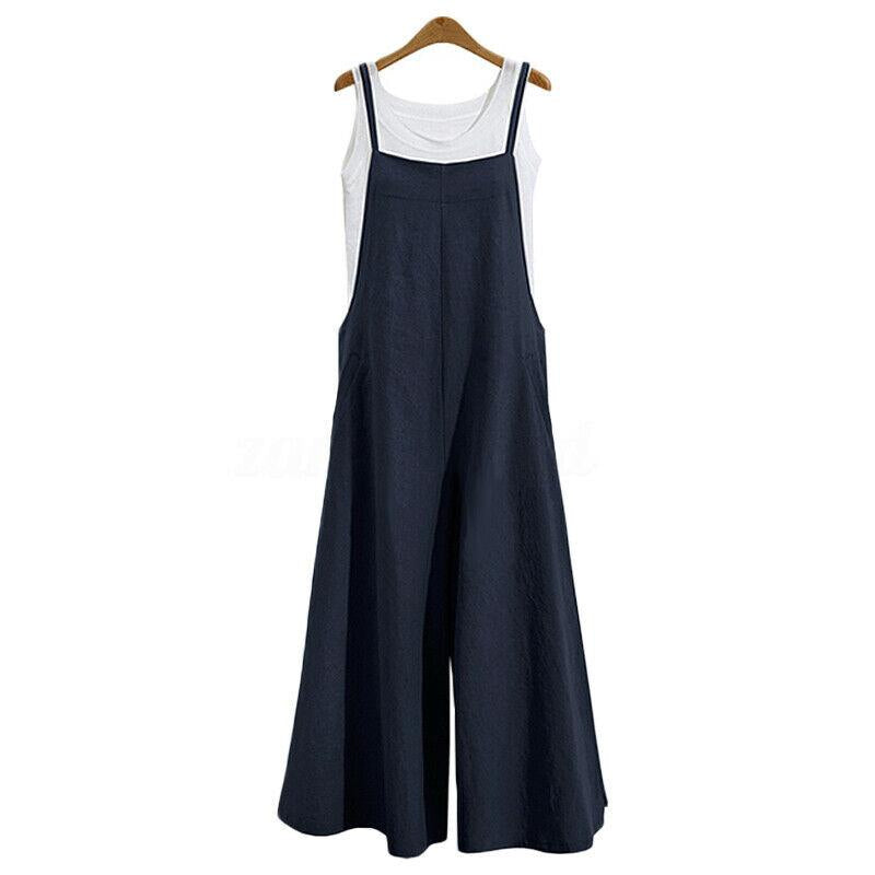 Summer Ladies Casual Loose Solid Tank Jumpsuit