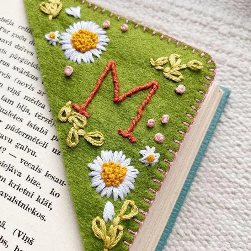 Hand Embroidered Personalized Corner Bookmark