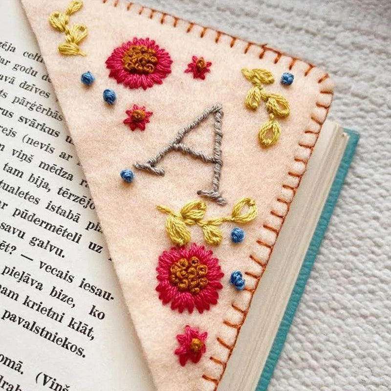 Hand Embroidered Personalized Corner Bookmark