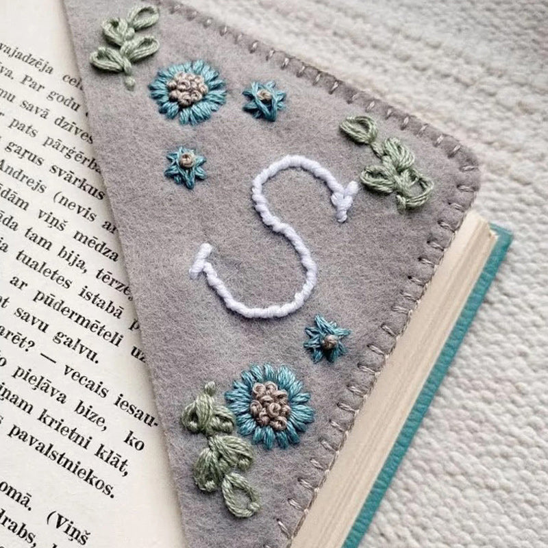 Hand Embroidered Personalized Corner Bookmark