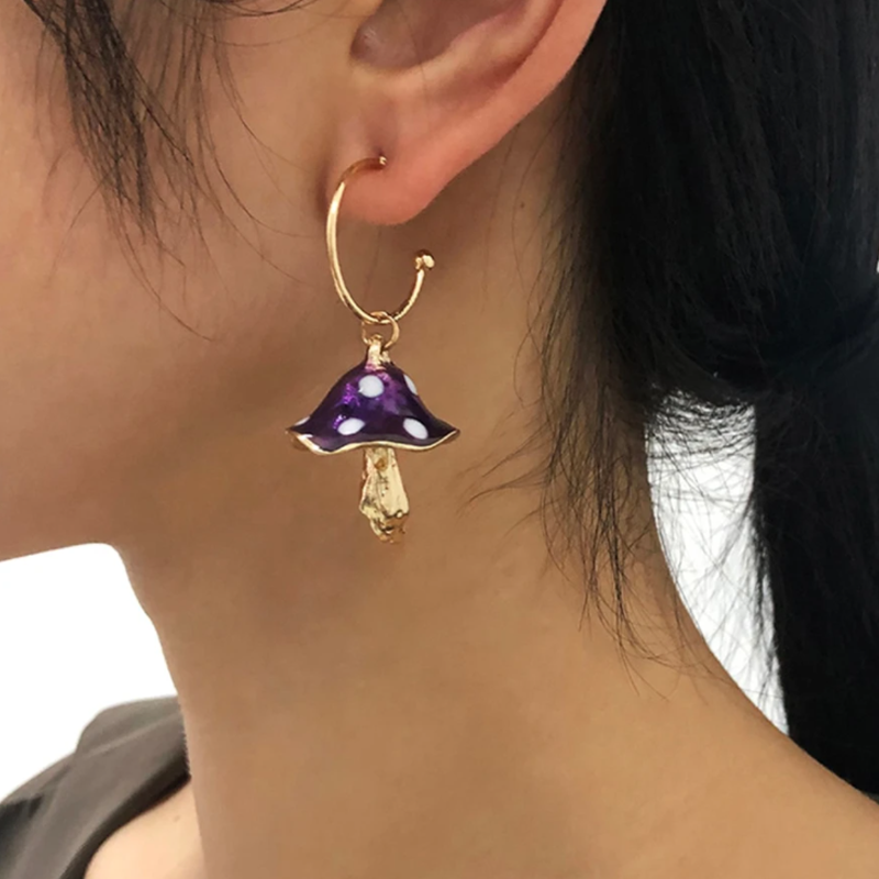 Small Mushroom Drop Earrings