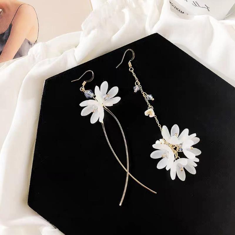 Asymmetric Flower Drop Earrings